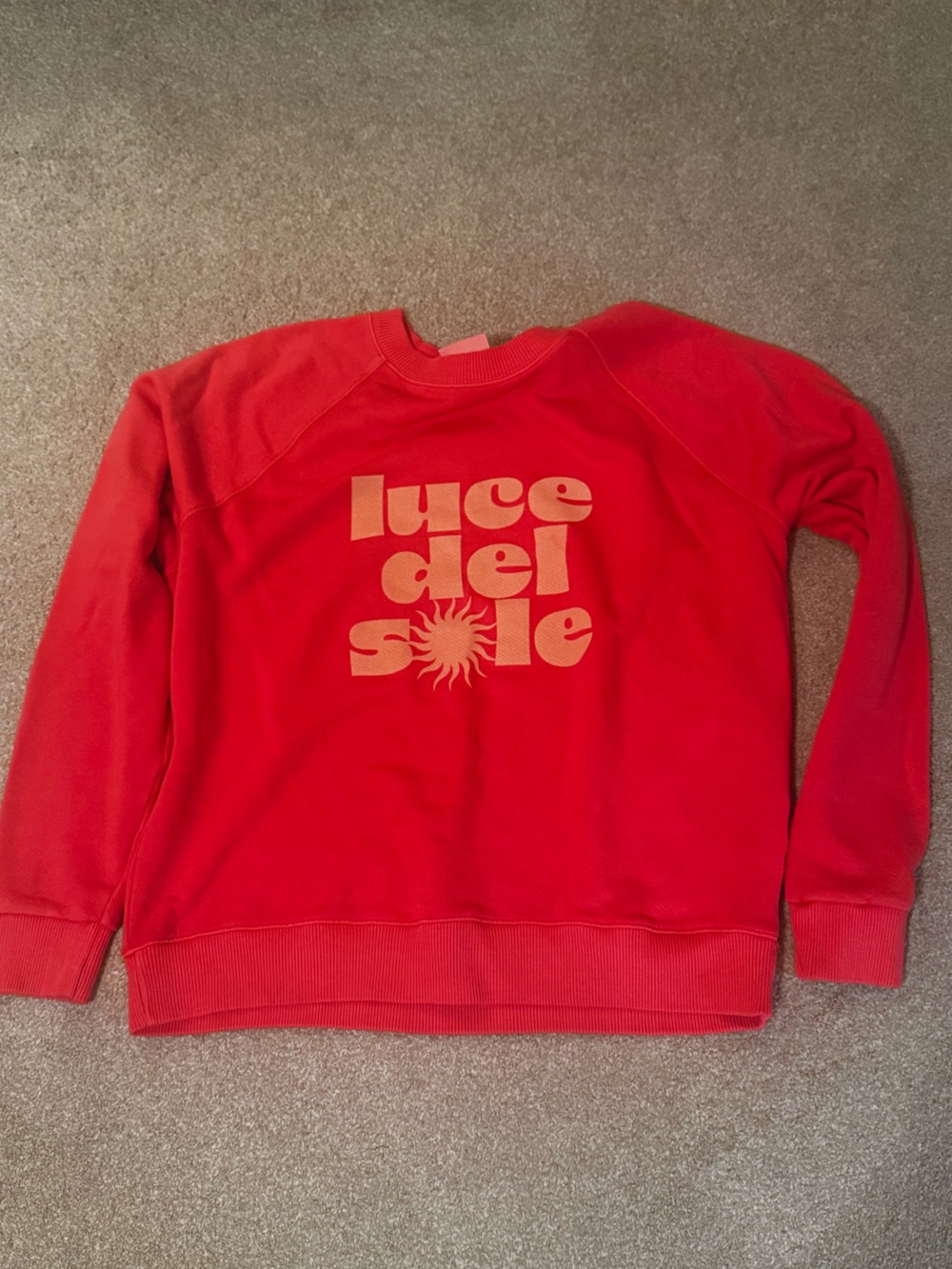 Universal Thread Red Graphic Sweatshirt with Yellow Sun Logo